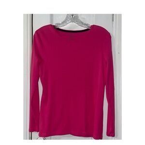 Talbots Long Sleeve Crewneck Top - Fuchsia